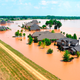 a subdivision of houses very flooded